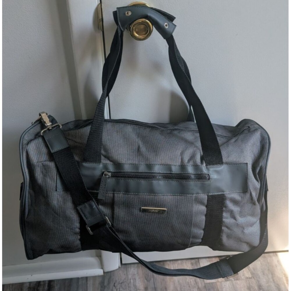 Versace Parfums Duffle Bag Canvas Gym Weekend Travel CarryOn Carry On Gray